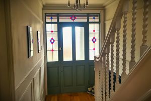 Front door stained glass- click for photo gallery